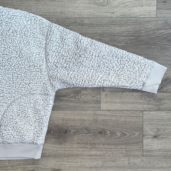 Victorias Secret PINK Sherpa Sweater Small Oversized Light Gray Cozy Loungewear - Picture 6 of 12